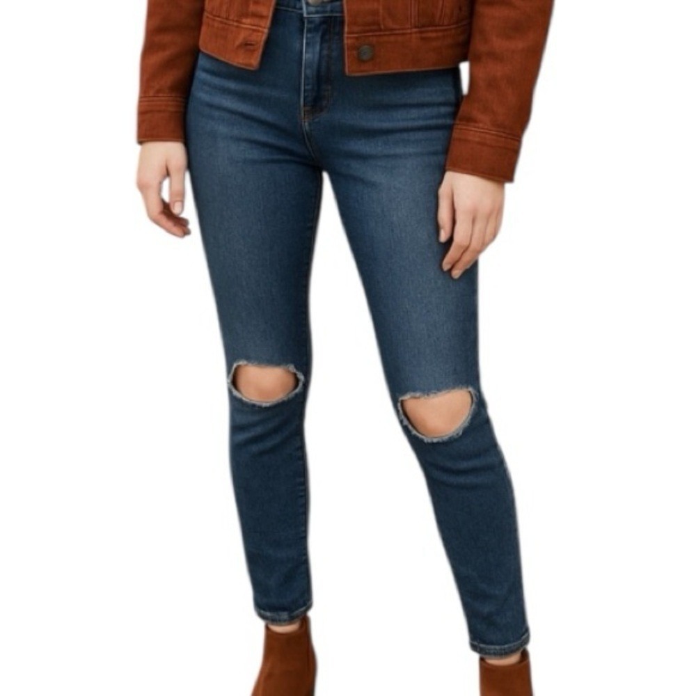 Free People Medium Blue Ripped Skinny Jeans | Women's 25